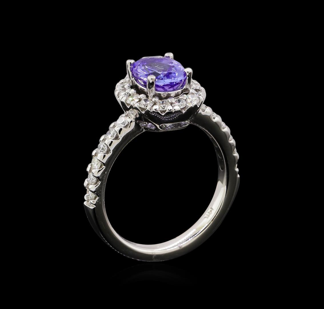 1.56 ctw Tanzanite and Diamond Ring - 14KT White Gold