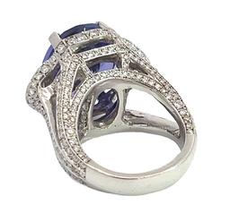 16.38 ctw Tanzanite and 3.30 ctw Diamond Ring - Platinum