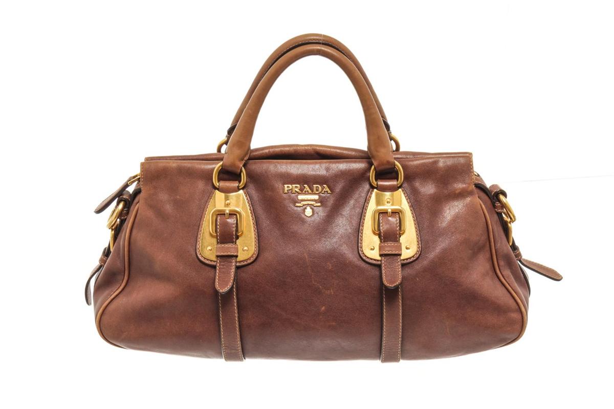 Prada Brown Leather 2 Way Bag