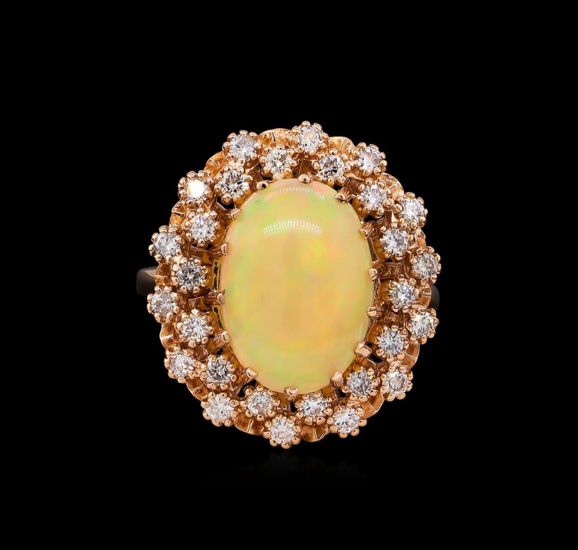 4.22 ctw Opal and Diamond Ring - 14KT Rose Gold
