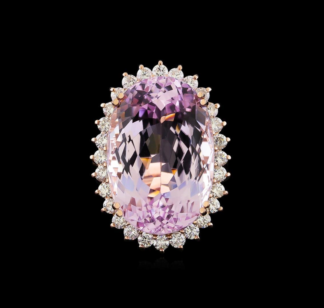 33.17 ctw Kunzite and Diamond Ring - 14KT Rose Gold