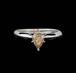 14KT White Gold 0.76 ctw Pear Cut Fancy Brown Diamond Solitaire Ring