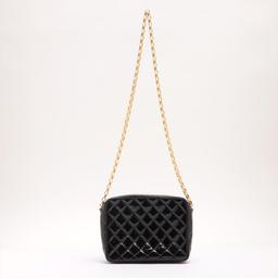 Chanel Black Quilted Patent Leather CC Diana Camera Shoulder Bag