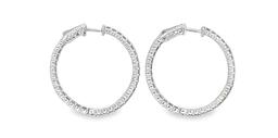 1.80 ctw Diamond Hoop Earrings - 14KT White Gold