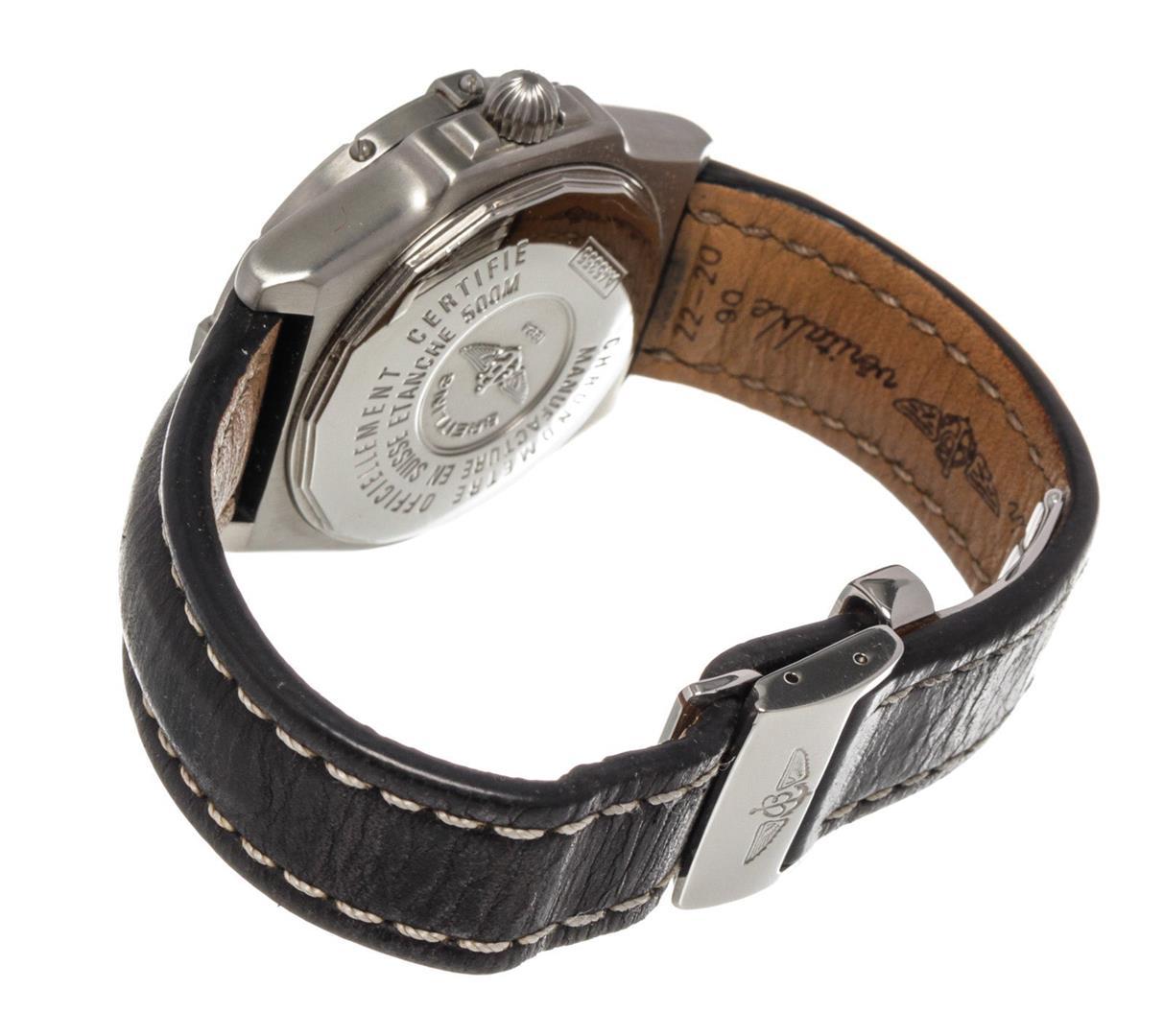 Breitling Black Leather Chronomet Watch