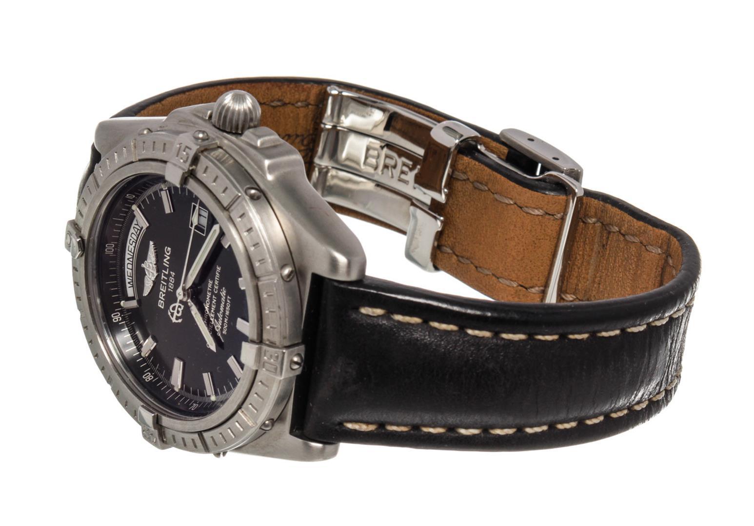 Breitling Black Leather Chronomet Watch