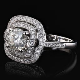 1.13 ctw CENTER Diamond 14KT White Gold Ring (1.58 ctw Diamonds)