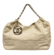 Chanel Beige Leather Coco Cabas Tote Bag