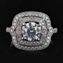 1.13 ctw CENTER Diamond 14KT White Gold Ring (1.58 ctw Diamonds)