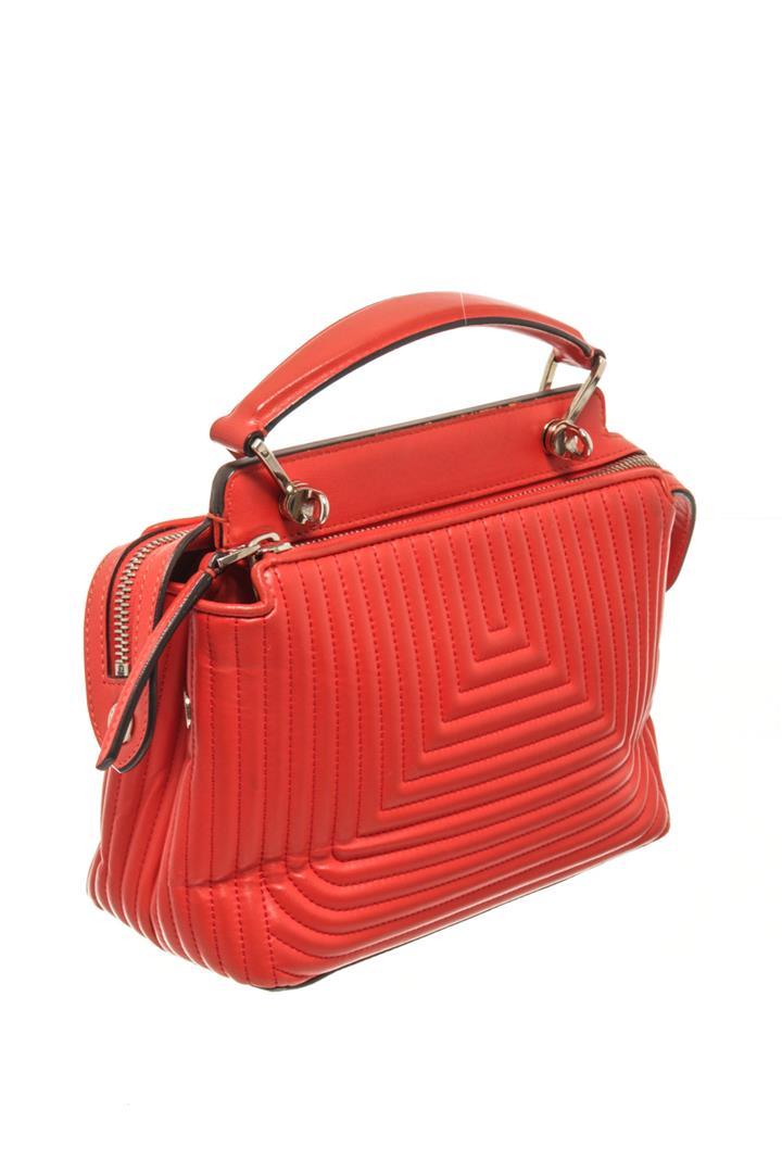 Fendi Red Leather DotCom Click Top Shoulder Bag