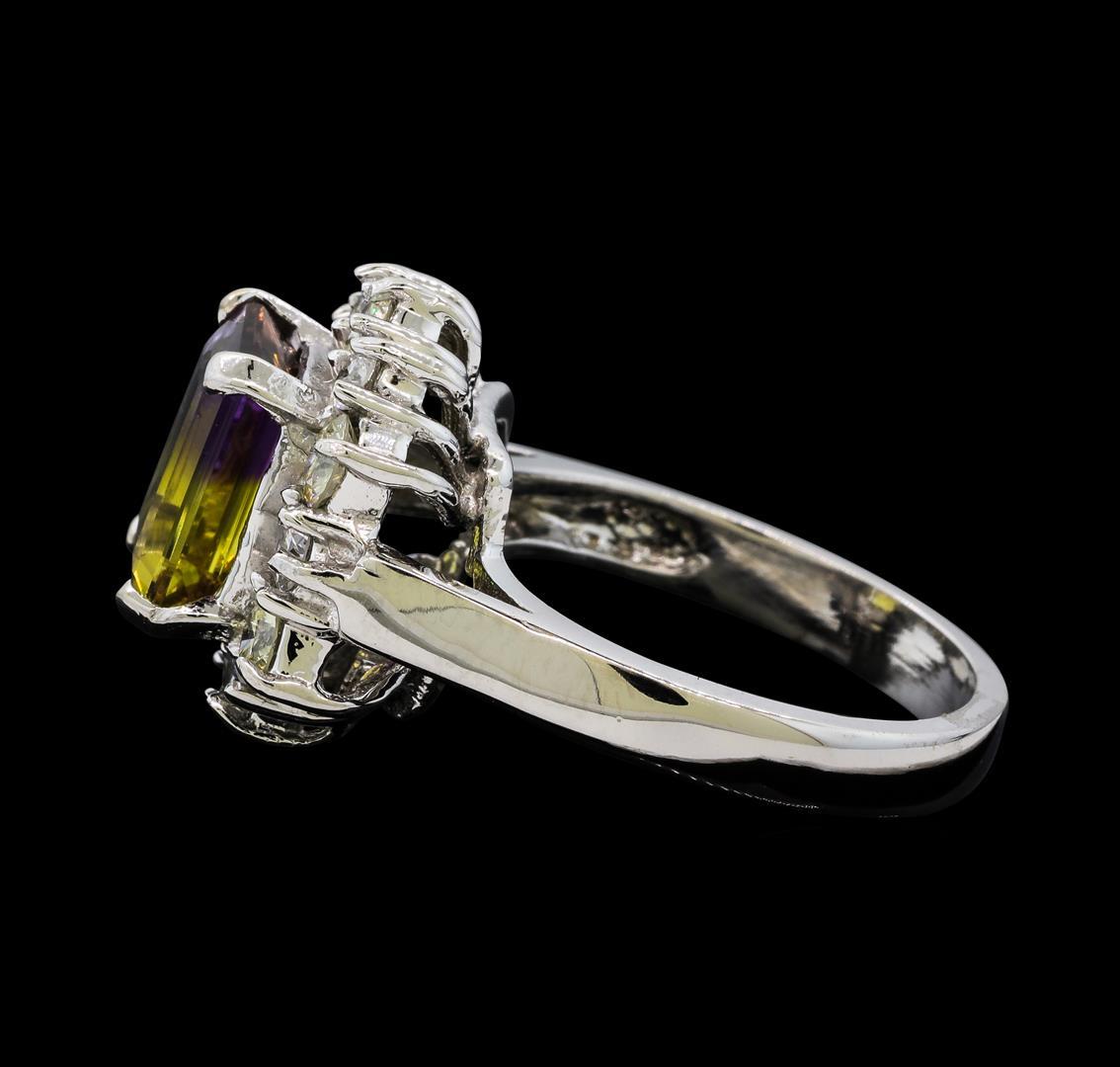 2.50 ctw Ametrine Quartz and Diamond Ring - 14KT White Gold