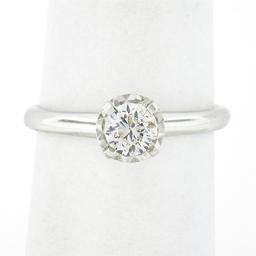 14K White Gold 0.46 ctw Prong Illusion Set Round Diamond Solitaire Engagement Ri