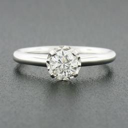 14K White Gold 0.46 ctw Prong Illusion Set Round Diamond Solitaire Engagement Ri