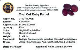 21.49 ctw Oval Mixed Ruby Parcel