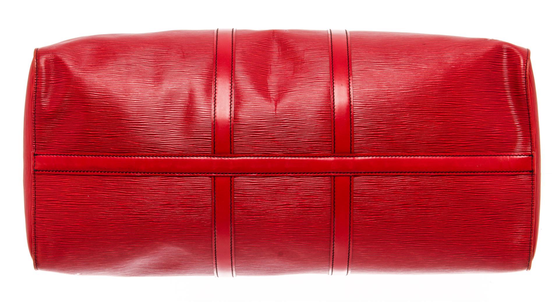 Louis Vuitton Red Epi Leather Keepall 55 Travel Bag