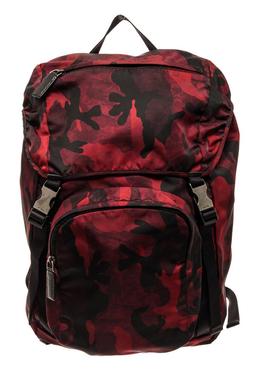 Prada Red Camouflage Tessuto Backpack