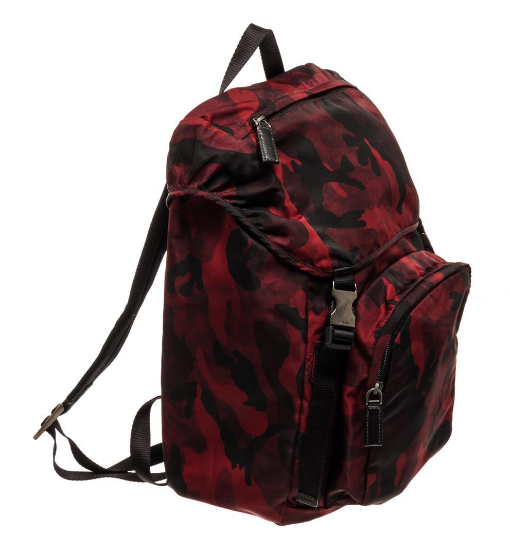 Prada Red Camouflage Tessuto Backpack