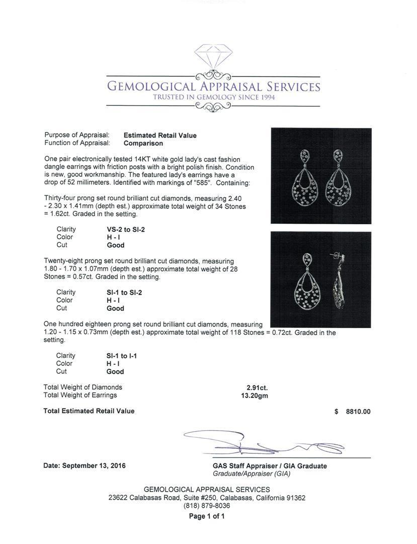 2.19 ctw Diamond Earrings - 14KT White Gold