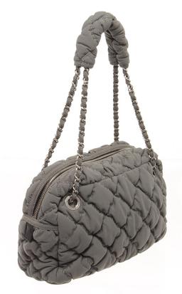 Chanel Gray Fabric X Nylon Bubble Shoulder Bag