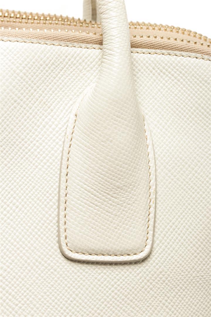 Prada White Leather Tote Bag