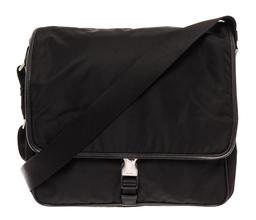 Prada Black Nylon Saffiano Trimmed Tessuto Messenger Bag