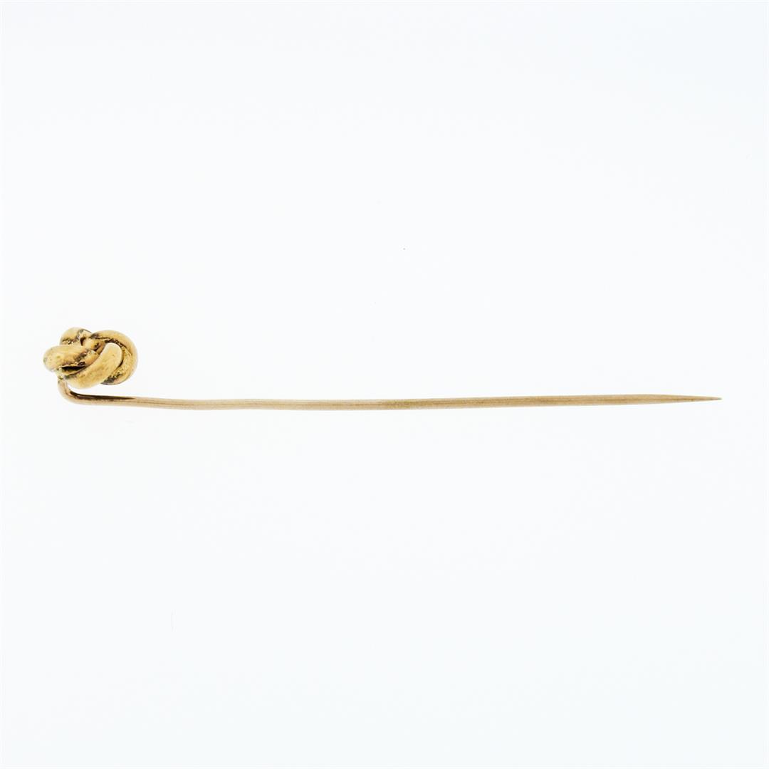 Antique 18k Solid Yellow Petite Simple High Polished Tube Love Knot Stick Pin