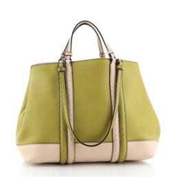 Bottega Veneta Corso Tote Leather with Intrecciato Detail Green, Multicolor, Pin