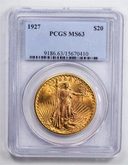 1927 $20 Double Eagle Gold Coin PCGS MS63