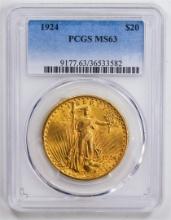 1924 $20 Double Eagle Gold Coin PCGS MS63