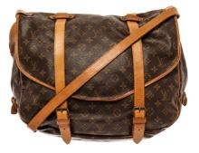 Louis Vuitton Brown Monogram Leather Saumur 43cm Shoulder Bag