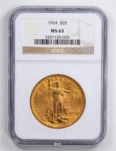 1924 $20 Double Eagle Gold Coin NGC MS63