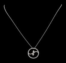 0.88 ctw Diamond Pendant With Chain - 14KT White Gold