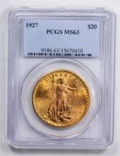 1927 $20 Double Eagle Gold Coin PCGS MS63