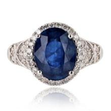 4.79 ctw Tanzanite and 0.57 ctw Diamond 14K White Gold Ring