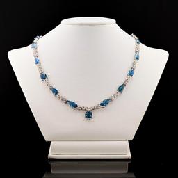 19.52 ctw Aquamarine and 2.84 ctw Diamond 14K White Gold Necklace