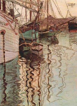 Egon Schiele - Sailboats In Wellenbewegtem Water (The Port Of Trieste)