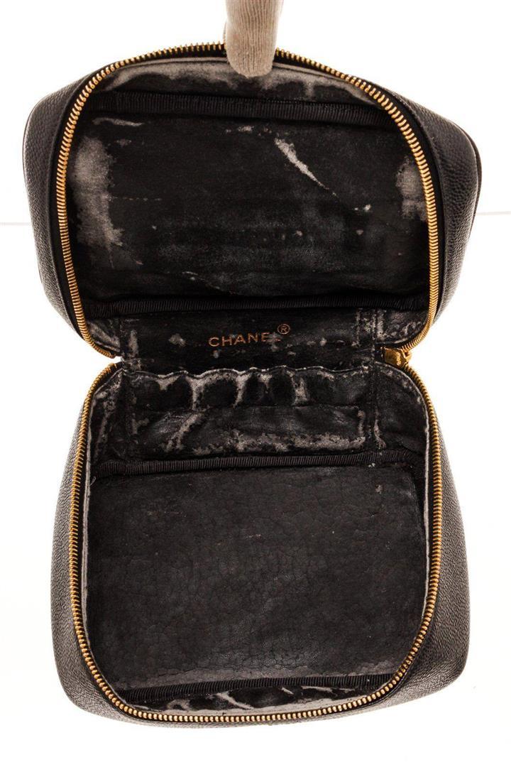 Chanel Black Caviar Leather Vanity Case Bag