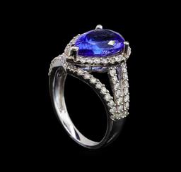 18KT White Gold 3.44 ctw Tanzanite and Diamond Ring