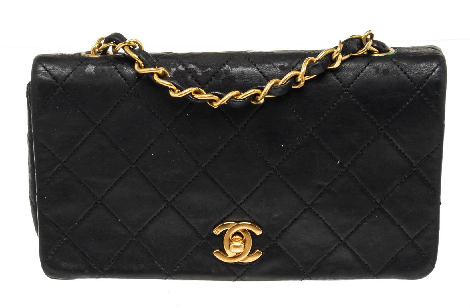 Chanel Black Leather Mini Full Flap Shoulder Bag