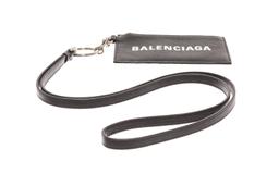 Balenciaga Black Calfskin Leather Logo Strap Cardholder