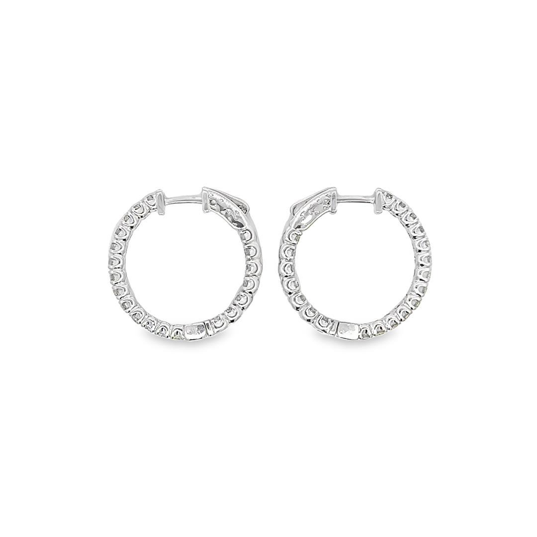 2.44 ctw Diamond Hoop Earrings - 14KT White Gold