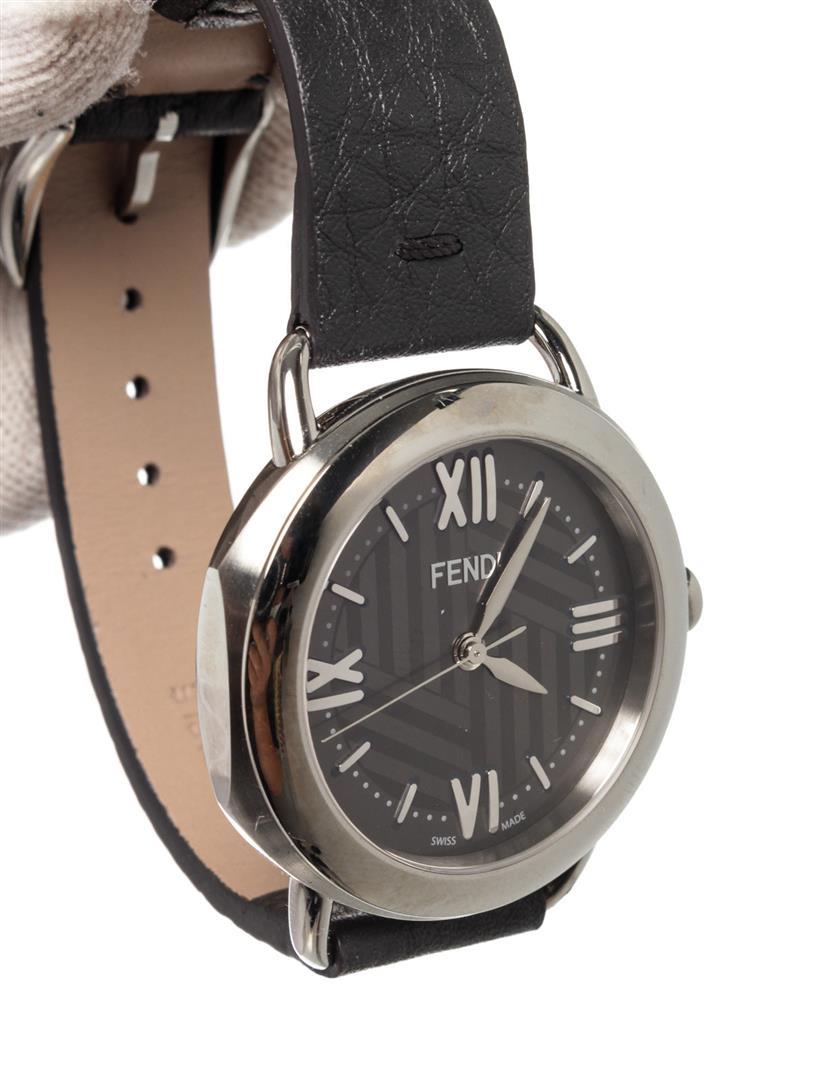 Fendi Black Leather Selleria Quartz Watch