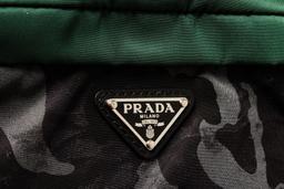Prada Black, Gray, Green Nylon Camouflage Zip Clutch Bag