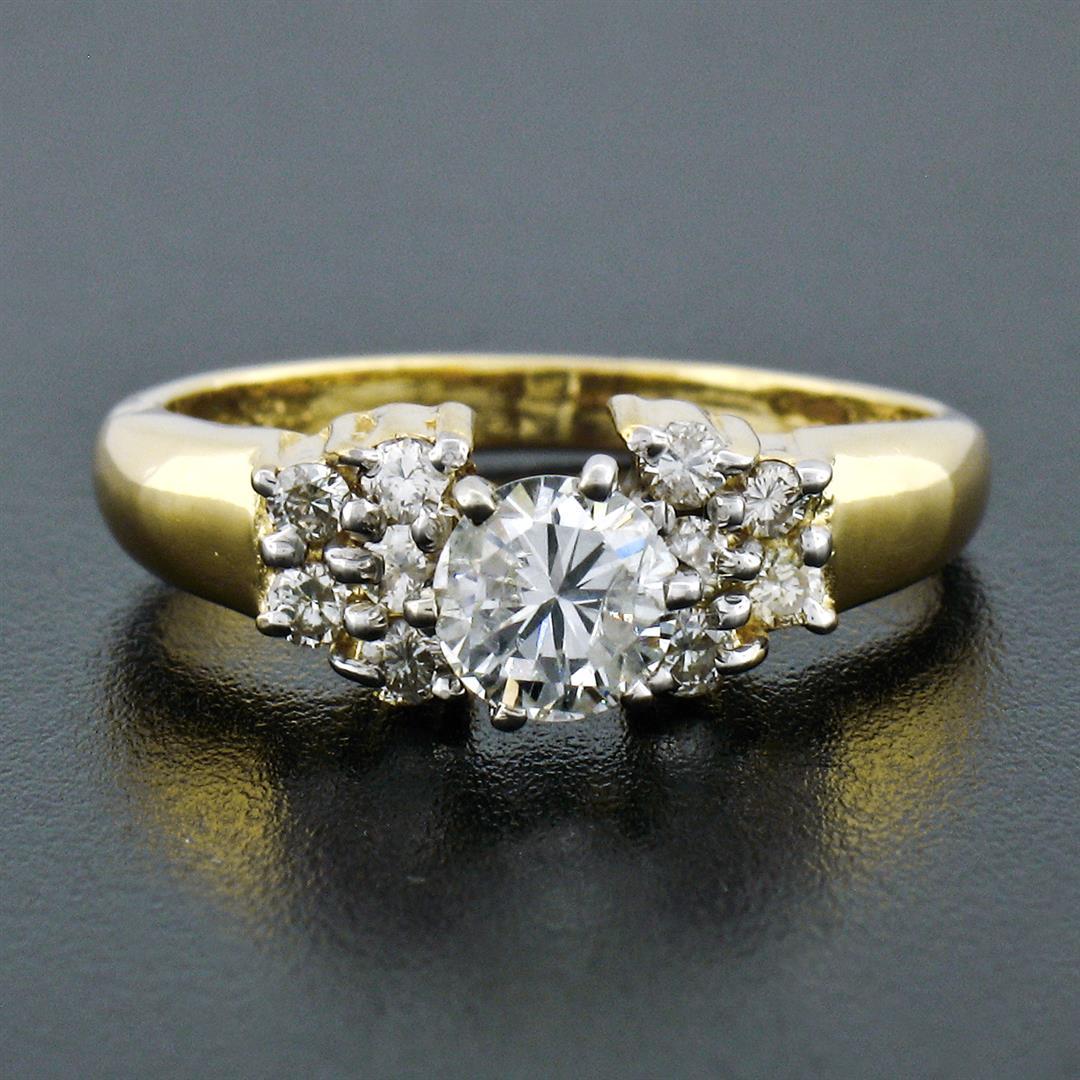 14K Yellow Gold .85 ctw Round Diamond Solitaire Engagement Ring w/ Tiered Accent