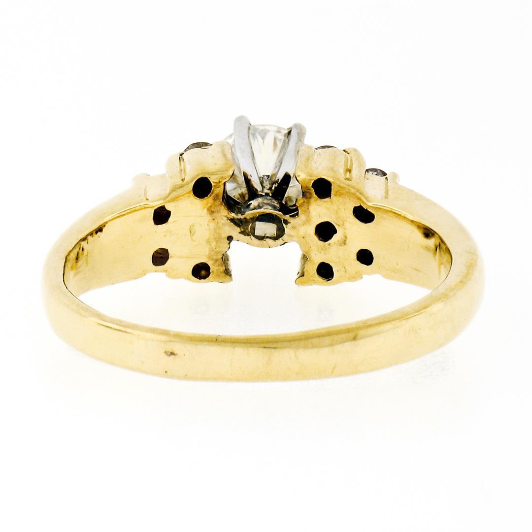 14K Yellow Gold .85 ctw Round Diamond Solitaire Engagement Ring w/ Tiered Accent