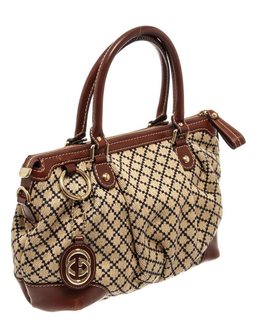 Gucci Brown Canvas Diamante Shoulder Bag