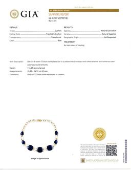 132.52 ctw UNHEATED Blue Sapphire and 6.08 ctw Diamond 18K Yellow Gold Necklace