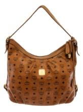 MCM Brown Canvas Leather Hobo Bag