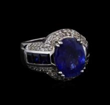 12.45 ctw Sapphire and Diamond Ring - 14KT White Gold