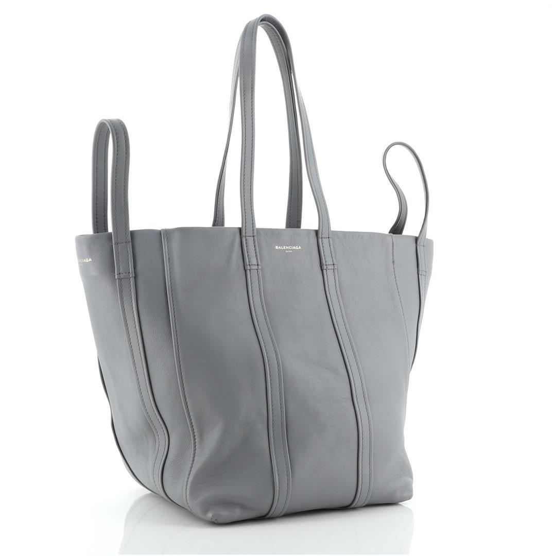 Balenciaga Laundry Cabas Tote Leather Small Gray